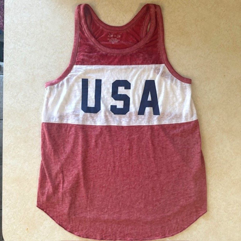 Zoe + Liv USA Patriotic Tank Top sz XL